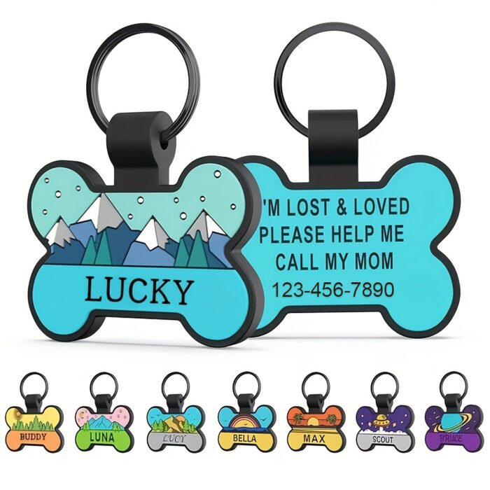 Personalized Silicone Bone-Shaped Pet ID Tag – Silent Engraved Design